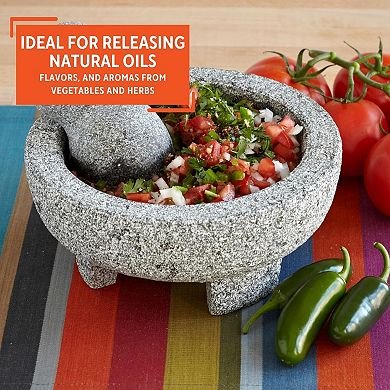 6 Inch Gray Granite , Heavy Duty Spice Grinder Mortar & Pestle