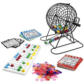 Jumbo Deluxe Bingo Set for Large Groups, 100 Cards, 500 Chips, 75 Balls, Metal Cage