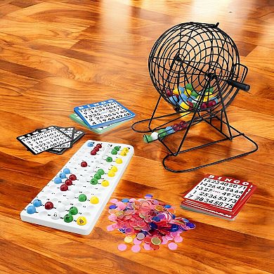 Jumbo Deluxe Bingo Set for Large Groups, 100 Cards, 500 Chips, 75 Balls, Metal Cage