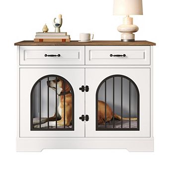 IFMALL Furniture Style Pet Crate with Storage Drawers for Medium Large Dogs