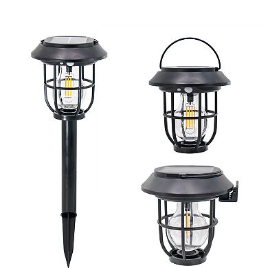 Solar Motion Sensor Lantern Warm Edison Light with 120° Motion Detection for Pathways -1pc Set