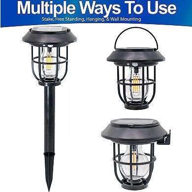 Solar Motion Sensor Lantern Warm Edison Light with 120° Motion Detection for Pathways -1pc Set