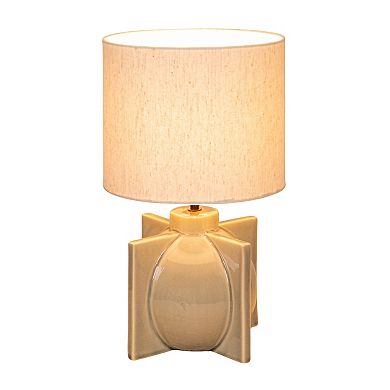 Hello Honey Ceramic Table Lamp with Crossed Base and Linen Shade
