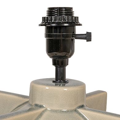 Hello Honey Ceramic Table Lamp with Crossed Base and Linen Shade