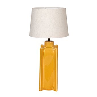 Hello Honey Ceramic Table Lamp with Crossed Base and Linen Shade