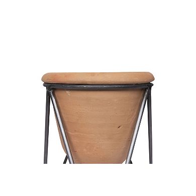 Hello Honey Terracotta Pot with Metal Stand (Pot with Stand)