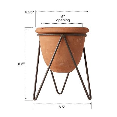 Hello Honey Terracotta Pot with Metal Stand (Pot with Stand)