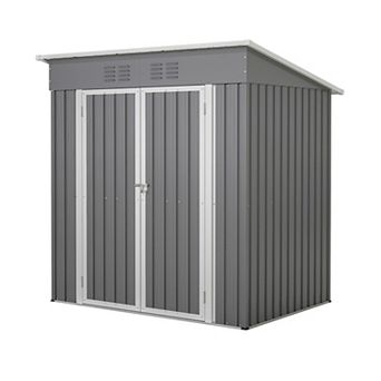 Galvanized Steel Garden Storage Shed for Backyard Tools, Lawn Equipment, and Supplies