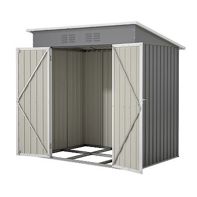 Galvanized Steel Garden Storage Shed for Backyard Tools, Lawn Equipment, and Supplies