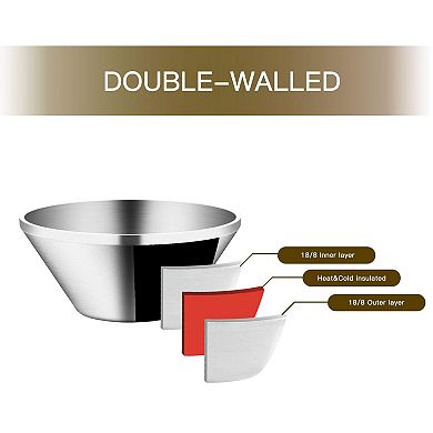 40 Oz Soup Bowl Stainless Steel Deep Large Ramen Pasta Salad Serving 2PC