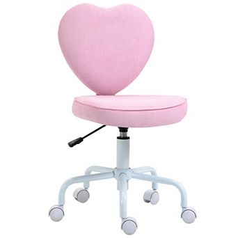 Pink Heart Love Shaped Back Design Office Chair with Adjustable Height and 360 Swivel Castor Wheels