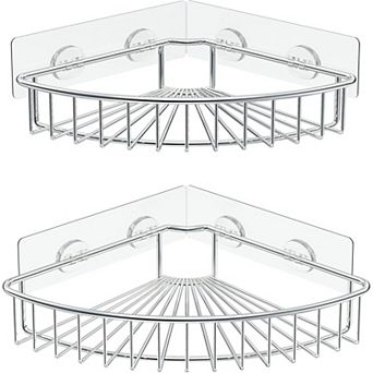 2-Pack Corner Shower Caddy, SUS304 Stainless Steel, Wall Mounted Bathroom Shelf with Adhesive