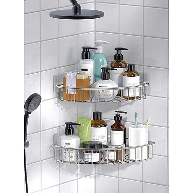 2-Pack Corner Shower Caddy, SUS304 Stainless Steel, Wall Mounted Bathroom Shelf with Adhesive
