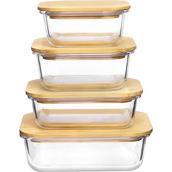Great Ambitions 4-Pack Glass Food Storage Containers, Lids, Microwave/Oven/Dishwasher Safe