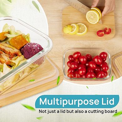 Great Ambitions 4-Pack Glass Food Storage Containers, Lids, Microwave/Oven/Dishwasher Safe