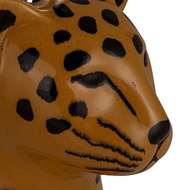 Hello Honey Ceramic Cheetah Table Lamp with Linen Shade, Yellow and Black, Set of 2