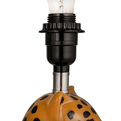 Hello Honey Ceramic Cheetah Table Lamp with Linen Shade, Yellow and Black, Set of 2