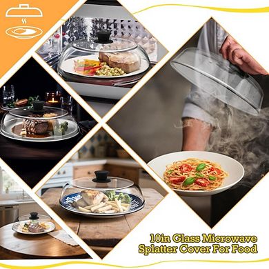 Great Ambitions 10" Glass Microwave Splatter Cover with Silicone Mat & Vent Holes