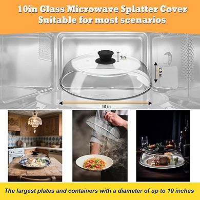 Great Ambitions 10" Glass Microwave Splatter Cover with Silicone Mat & Vent Holes