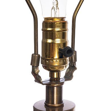 Hello Honey Textured Glass Base Table Lamp with Cotton Drum Shade, White