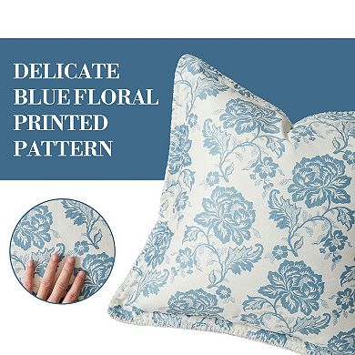 2Pcs Floral Cushion Covers, 18x18 Inch Boho Embroidered Printed Throw Pillowcases for Sofa