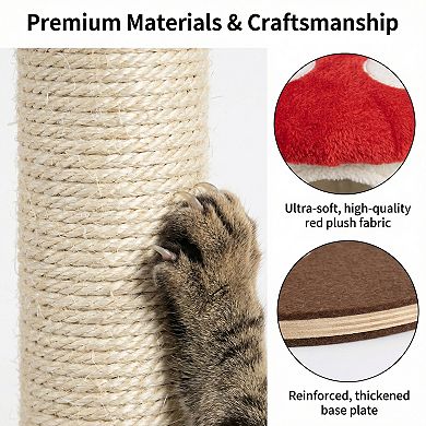 IFMALL Mushroom Themed Multi-Level Cat Activity Tree with Condo and Ladder