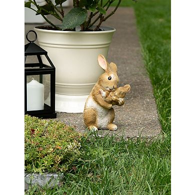 Zingz Home Mom and Baby Rabbit Garden Statue