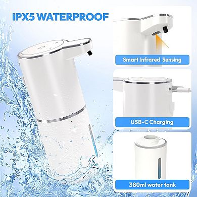 2 Pack Automatic Foaming Soap Dispenser,Touchless Foam Soap Dispenser,12.8oz Rechargeabled