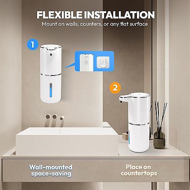 2 Pack Automatic Foaming Soap Dispenser,Touchless Foam Soap Dispenser,12.8oz Rechargeabled
