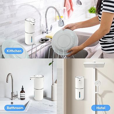 2 Pack Automatic Foaming Soap Dispenser,Touchless Foam Soap Dispenser,12.8oz Rechargeabled