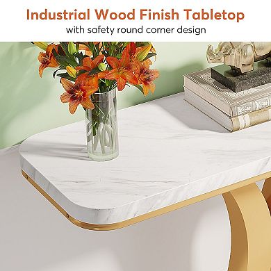 Sofa Table for Behind Couch, 39.4" Industrial Hallway Console with Wood Look Top and Metal Frame