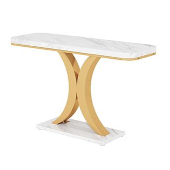 Sofa Table for Behind Couch, 39.4" Industrial Hallway Console with Wood Look Top and Metal Frame