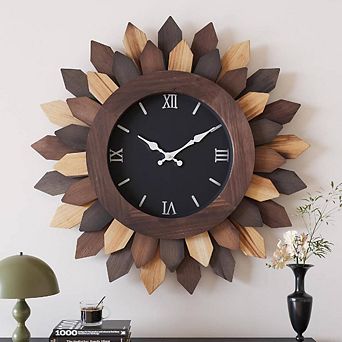 Boho Sunburst Farmhouse Hanging Wall Clock
