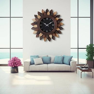 Boho Sunburst Farmhouse Hanging Wall Clock
