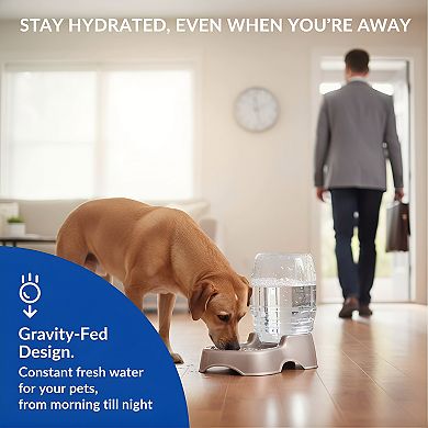 3 Gallon Automatic Water Dispenser Made, Pearl Tan Pet Bowl for Cats Dogs