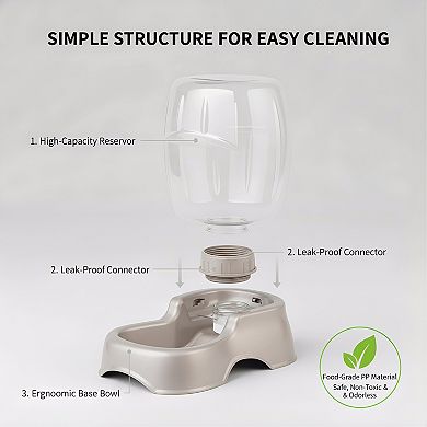 3 Gallon Automatic Water Dispenser Made, Pearl Tan Pet Bowl for Cats Dogs