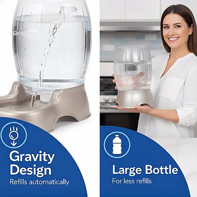 3 Gallon Automatic Water Dispenser Made, Pearl Tan Pet Bowl for Cats Dogs