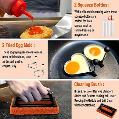 Great Ambitions 38-PC Griddle Accessories Kit: Stainless Steel Spatulas, Tongs, Press, Carry Bag