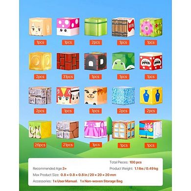 100‑Piece Magnetic Block Set with Bright Dual Panels for Learning and Play