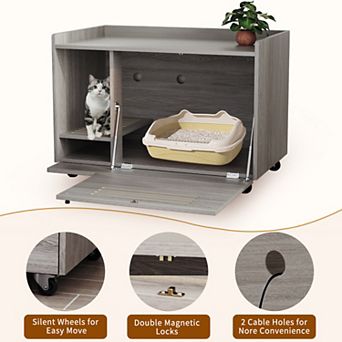 IFMALL Modern Hidden Cat Litter Box Enclosure Furniture with Storage Cabinet