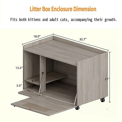 IFMALL Modern Hidden Cat Litter Box Enclosure Furniture with Storage Cabinet