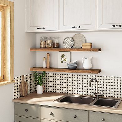 39.4" 2PC Floating Wall Shelves with Hidden Brackets Multi-Room Use