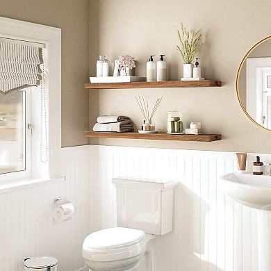 39.4" 2PC Floating Wall Shelves with Hidden Brackets Multi-Room Use