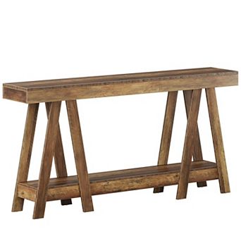 Farmhouse Wood Console Table Two-Tier Entryway Sofa Table with Open Shelves