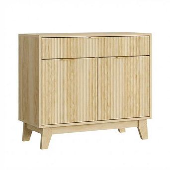 Fluted Buffet Cabinet with Storage, Sideboard Cabinet with Adjustable Shelf for Dining Room