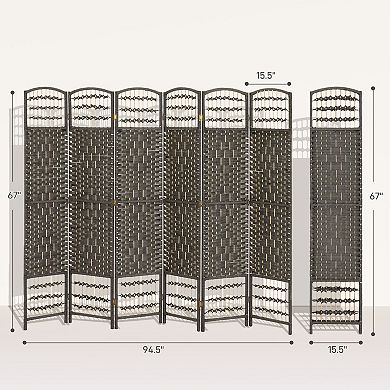 Folding Privacy Screen Room Divider with Diamond Woven Panels