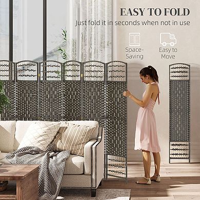 Folding Privacy Screen Room Divider with Diamond Woven Panels