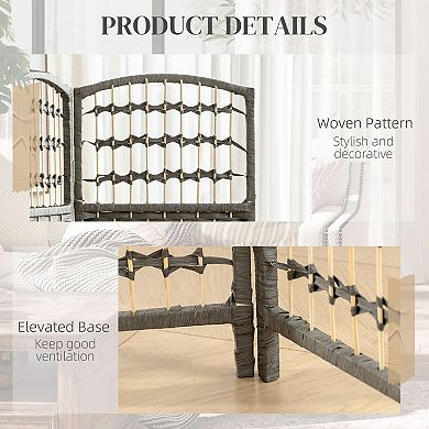 Folding Privacy Screen Room Divider with Diamond Woven Panels