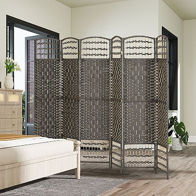 Folding Privacy Screen Room Divider with Diamond Woven Panels