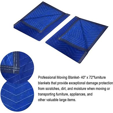 Great Ambitions 3-Pack 40x72" Heavy Duty Moving Blankets, Quilted Furniture Protectors